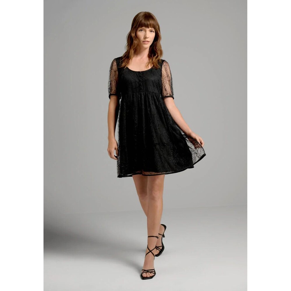 Modcloth NWT Crawling With Cuteness Babydoll Dress 2x  spiderwebs Lace Halloween - Picture 2 of 6